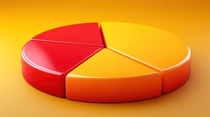 Fototapeta premium 3D pie chart on orange background