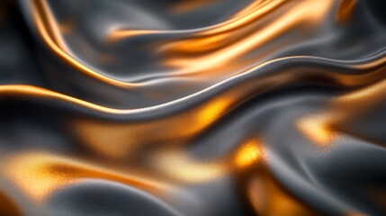 Obraz premium Abstract render of rippling metallic fabric with golden light