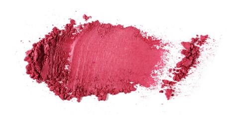 Face powder brush stroke isolated on white background, top view