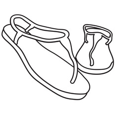 Hand drawn vector illustration of a pair of flat sandals