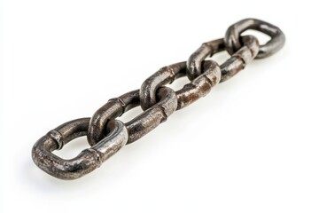 Obraz premium Rusty metal chain lying on a clean white surface highlighting its texture and history isolated on transparent background