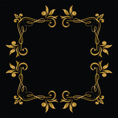 Vintage frame gradient gold square ornament design element
