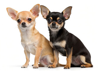 two chihuahua puppies on white background