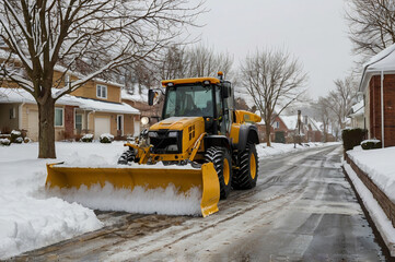 Snow clearing in a residential area