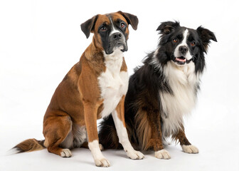 border collie and boxer dog