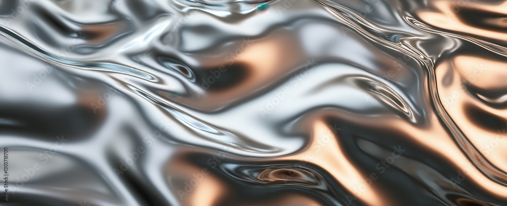 Poster shimmering metallic surface with reflections of light creating an abstract composition for modern de