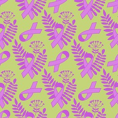 Breast cancer month seamless pink ribbon day mammogram pattern for wrapping paper and medical accessories