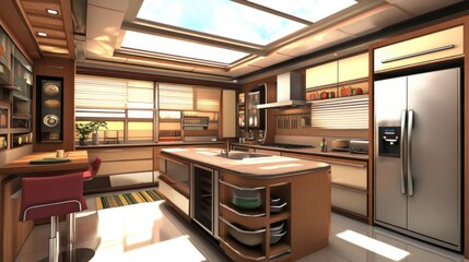 Modern Kitchen Design: Sunlit Luxury Apartment Interior