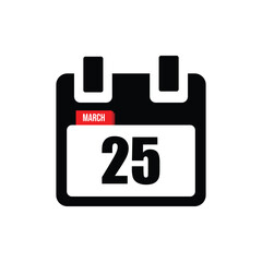 new calendar, calendar isolated on white, desktop calendar, 25 march icon with white background