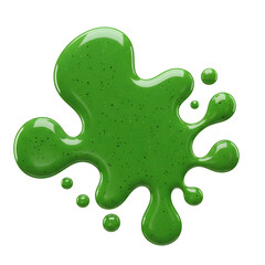 Puddle of Kiwi Juice Isolated on Transparent Background, Top View with Clipping Path