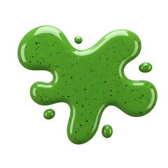 Puddle of Kiwi Juice Isolated on Transparent Background, Top View with Clipping Path