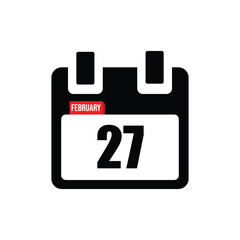 new calendar, calendar isolated on white, desktop calendar, 27 february icon with white background