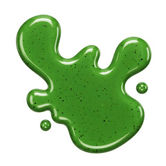 Puddle of Kiwi Juice Isolated on Transparent Background, Top View with Clipping Path