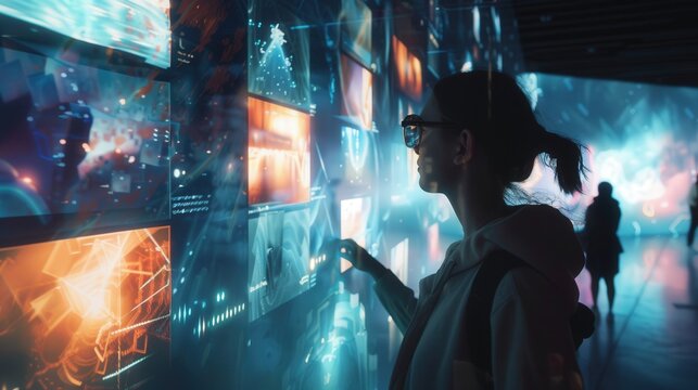 Person Navigating A Digital Landscape