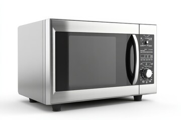 Fototapeta premium A sleek stainless steel microwave oven ready to enhance kitchen efficiency and cooking convenience isolated on transparent background