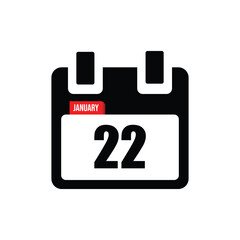 new calendar, calendar isolated on white, desktop calendar, 22 january icon with white background