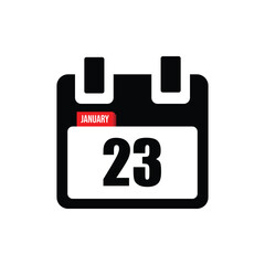 new calendar, calendar isolated on white, desktop calendar, 23 january icon with white background
