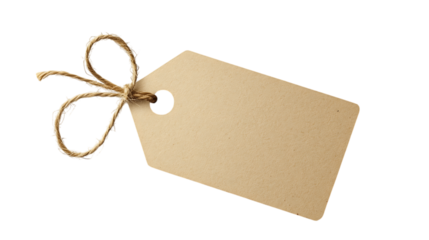 A blank, minimalist tag with a string, perfect for labeling gifts or organizing items. Simple and versatile design for various uses. Isolated on transparent background.