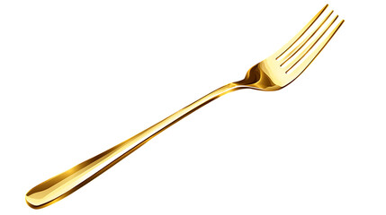 A shiny golden dinner fork with a sleek design, perfect for elegant dining settings and special occasions. Isolated on transparent background.