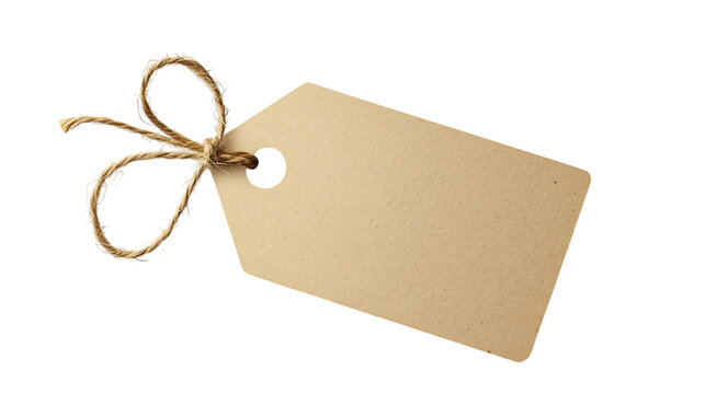 A blank, minimalist tag with a string, perfect for labeling gifts or organizing items. Simple and versatile design for various uses. Isolated on transparent background.