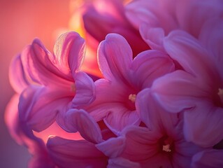 Fototapeta premium cluster of Hyacinth petals softly illuminated by the setting sun