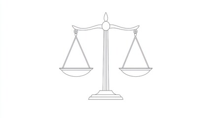 Justice scales outline graphic, legal concept illustration