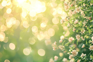 Fototapeta premium A Soft bokeh background with flowers, creating dreamy summer atmosphere
