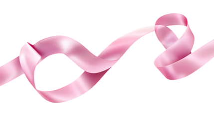Pink satin ribbon with smooth, stylish loops and curves, offering a sleek and minimalistic design for decoration or festive occasions. Isolated on transparent background.