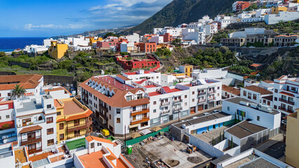 Obraz premium Aerial view of Garachico, a small town on the northern coast of Tenerife in the Canary Islands, Spain