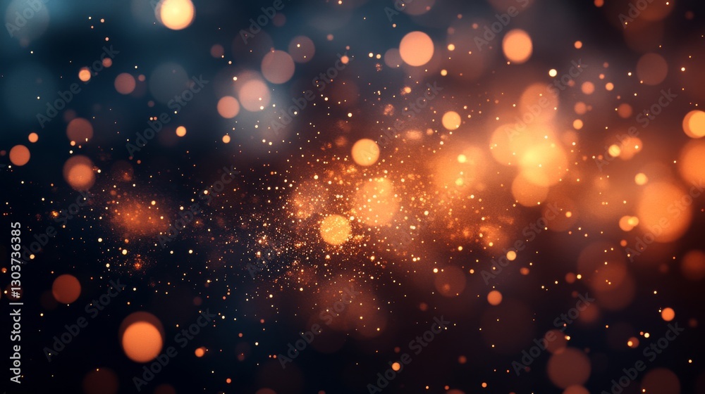 Wall mural abstract image of bright bokeh and small sparkling particles