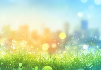 Obraz premium Vibrant Green Grass Under a Sunny Sky