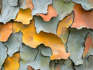Obraz premium Colorful peeling bark on tree trunk outdoor
