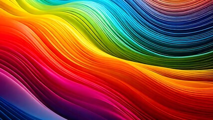 Fototapeta premium abstract rainbow background, A mesmerizing abstract background featuring vibrant wavy lines flowing smoothly in a full spectrum of rainbow colors. The waves are dynamic, with seamless color transition