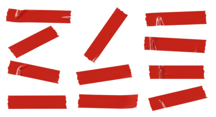 red adhesive tap cutout, PNG, packing tape, glossy, shiny, torn tape, strip, roll, stationery, office supply, repair, crafting, strong adhesive