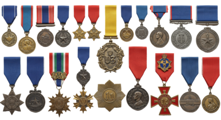 set of medals cutout, silver medal, bronze medal, achievement, award, prize, victory, competition, sports medals, recognition, winner, honor