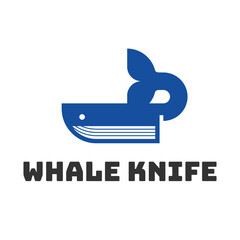 whale knife flat minimalist logo design