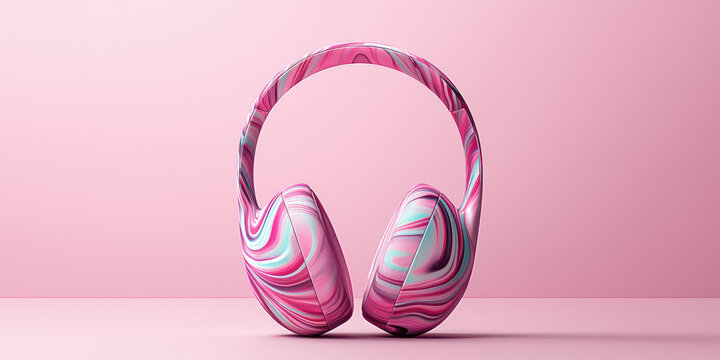 Customizable wireless headphones with a colorful pattern. Custom Design, customization and personalization of headphones.