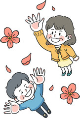 벚꽃놀이를 즐기고있는 사람