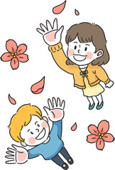 벚꽃놀이를 즐기고있는 사람