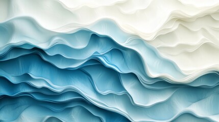 Obraz premium Abstract image showing layers of wavy light blue and white