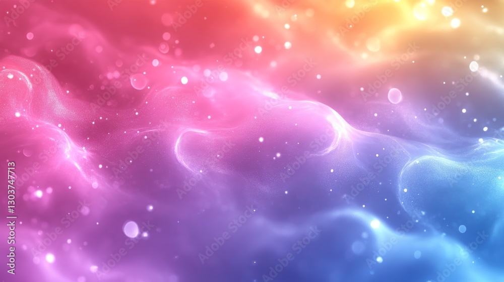 Wall mural a colorful ethereal and glowing background with sparkling particles in space