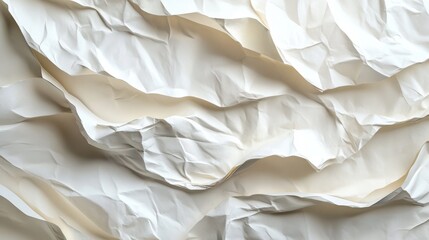 Obraz premium Crumpled white and off white paper layers create an abstract landscape