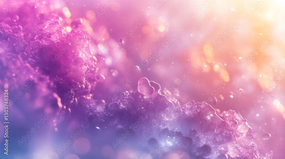 Wall mural abstract macro image showing an icy substance with colorful lighting effects
