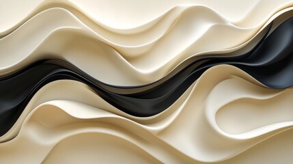 Obraz premium Abstract waves of beige and black flowing across the picture plane