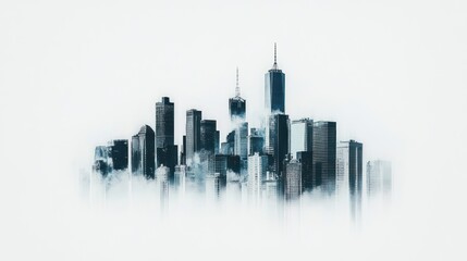 Naklejka premium City skyline shrouded in mist