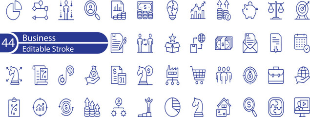 Business Line Editable Icons set. Vector illustration in modern thin line style of finance and management related icons .  planning, partnership, analytics, and more