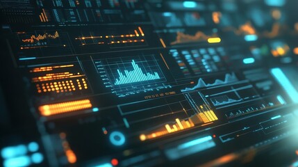 Fototapeta premium Marketing analysis with digital charts and graphs flat design front view technology theme animation vivid.