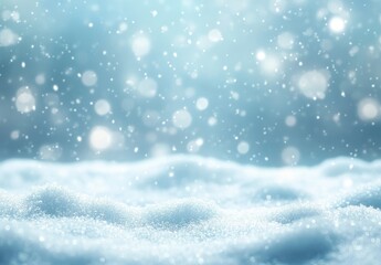 Fototapeta premium Soft Snowflakes Fall Gently on a Winter Wonderland Scene Creating a Magical Atmosphere with Shimmering Bokeh Lights and Soft Focus Background Effects