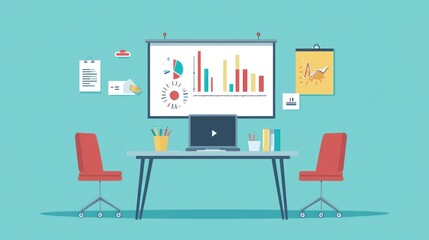 Office Meeting Room with Presentation