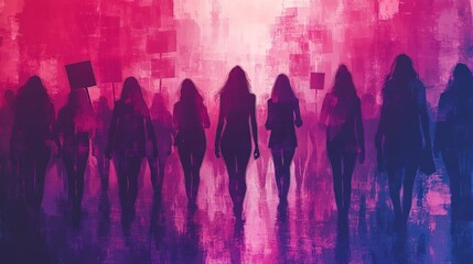 Obraz premium Illustration of protest women banner